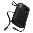 Baseus Qpow2 Power Bank - 20000mAh 22.5W - Kijelzővel + Beépített C / iP Kábellel - Fekete