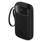Baseus Qpow2 Power Bank - 20000mAh 22.5W - Kijelzővel + Beépített C / iP Kábellel - Fekete