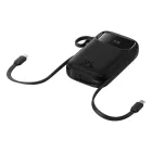 Baseus Qpow2 Power Bank - 20000mAh 22.5W - Kijelzővel + Beépített C / iP Kábellel - Fekete