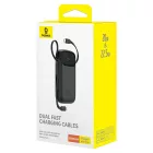 Baseus Qpow2 Power Bank - 20000mAh 22.5W - Kijelzővel + Beépített C / iP Kábellel - Fekete