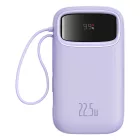 Baseus Qpow2 Power Bank - 20000mAh 22.5W - Kijelzővel + Beépített C / iP Kábellel - Lila