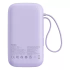 Baseus Qpow2 Power Bank - 20000mAh 22.5W - Kijelzővel + Beépített C / iP Kábellel - Lila