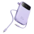 Baseus Qpow2 Power Bank - 20000mAh 22.5W - Kijelzővel + Beépített C / iP Kábellel - Lila