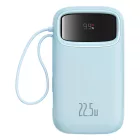 Baseus Qpow2 Power Bank - 20000mAh 22.5W - Kijelzővel + Beépített C / iP Kábellel - Kék