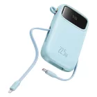 Baseus Qpow2 Power Bank - 20000mAh 22.5W - Kijelzővel + Beépített C / iP Kábellel - Kék