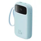 Baseus Qpow2 Power Bank - 20000mAh 22.5W - Kijelzővel + Beépített C / iP Kábellel - Kék