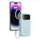 Baseus Qpow2 Power Bank - 20000mAh 22.5W - Kijelzővel + Beépített C / iP Kábellel - Kék
