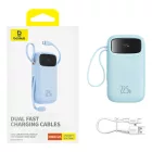 Baseus Qpow2 Power Bank - 20000mAh 22.5W - Kijelzővel + Beépített C / iP Kábellel - Kék