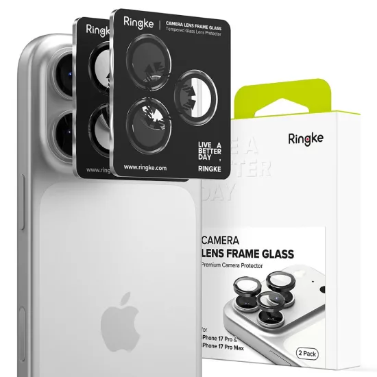 iPhone 17 Pro / 17 Pro Max Lencsevédő - Ringke Camera Lens Frame Glass x 2 db - Fekete