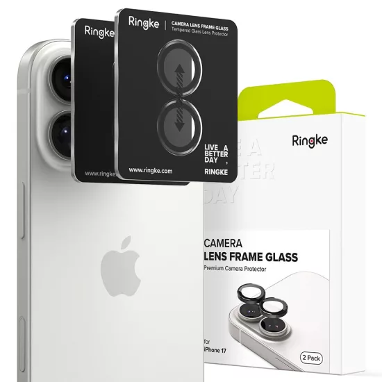 iPhone 17 Lencsevédő - Ringke Camera Lens Frame Glass x 2 db - Fekete