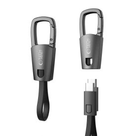   Tech-Protect Ultraboost DNA USB-C - USB-C Kábel Kulcstartóval - Szürke
