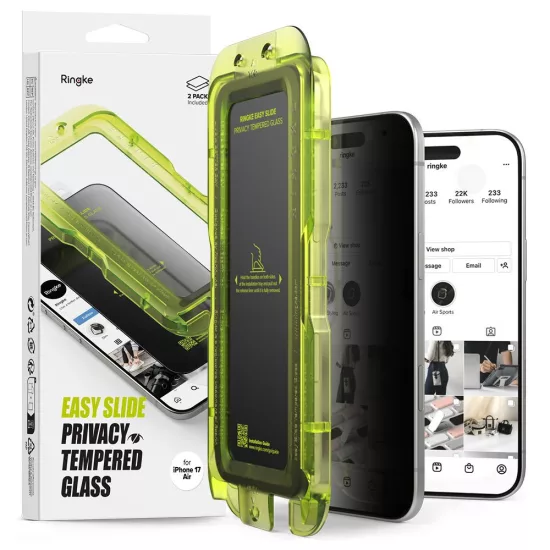 iPhone 17 Air Kijelzővédő Üvegfólia - Ringke Easy Slide Privacy x 2 db