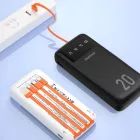 Dudao K6Pro+ Power Bank 20000mAh - USB-A + USB-C + Lightning + Micro Kábellel - Fehér