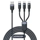 Joyroom 3in1 USB-A - Lightning + USB-C + MicroUSB Kábel - 1.2m 3.5A - Fekete