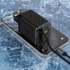 Dudao A67EU GaN Hálózati Töltő 67W - C + A + Beépített USB-C Kábel - Fekete