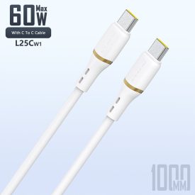 Dudao L25C USB-C - USB-C Kábel - 1m 3A 60W - Fehér