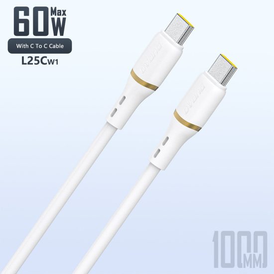 Dudao L25C USB-C - USB-C Kábel - 1m 3A 60W - Fehér