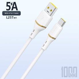Dudao L25T USB-A - USB-C Kábel - 1m 5A - Fehér Dudao L25T USB-A - USB-C Kábel - 1m 5A - Fehér