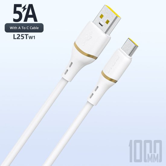 Dudao L25T USB-A - USB-C Kábel - 1m 5A - Fehér