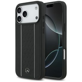iPhone 17 Pro Max Tok - Mercedes Leather Star Pattern Stripes MagSafe - Fekete   iPhone 17 Pro Max Tok - Mercedes Leather Star Pattern Stripes MagSafe - Fekete