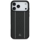 iPhone 17 Pro Max Tok - Mercedes Leather Star Pattern Stripes MagSafe - Fekete