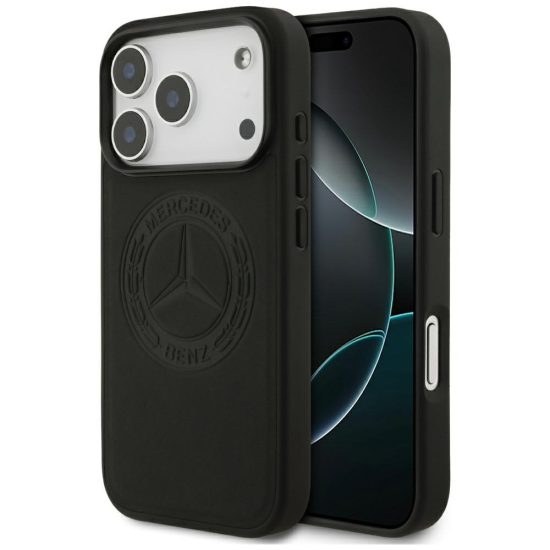 iPhone 17 Pro Tok - Mercedes Leather Vintage Logo MagSafe - Fekete