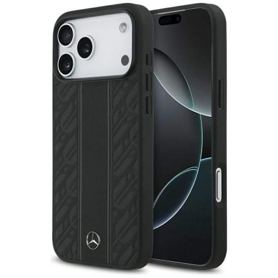 iPhone 17 Pro Max Tok - Mercedes Leather Laurel Leaves Stripes MagSafe - Fekete