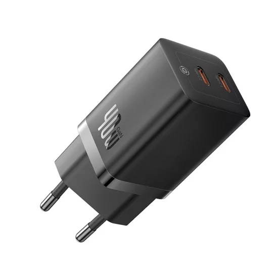 Baseus GaN5 Pro Hálózati Töltő 40W - 2xUSB-C - Fekete