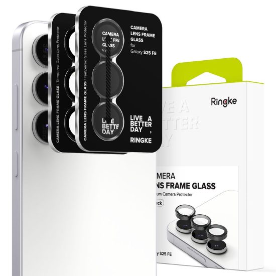 Samsung Galaxy S25 FE Lencsevédő - Ringke Camera Lens Frame Glass x 2 db - Fekete
