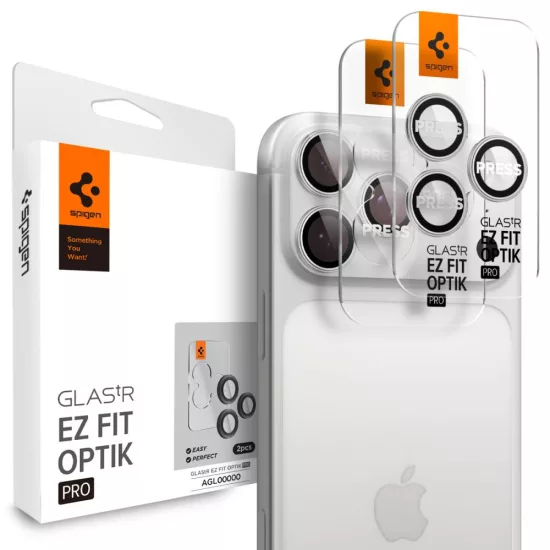 iPhone 16 Pro / Max / 17 Pro / Max Lencsevédő - Spigen Glas.tR EZ Fit Optik Pro - Ezüst x 2 db