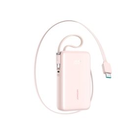   Joyroom JR-PR2L Power Bank - 10000mAh 35W - Beépített USB-C és Lightning Kábel - Pink
