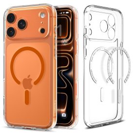   iPhone 17 Pro Max Tok - Spigen Ultra Hybrid MagFit - Átlátszó-Narancs