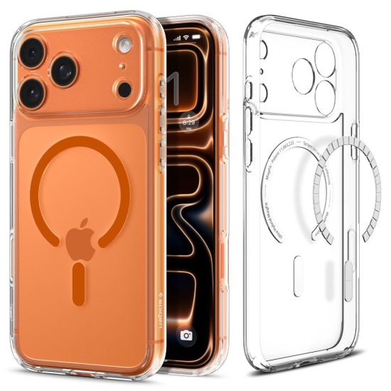 iPhone 17 Pro Max Tok - Spigen Ultra Hybrid MagFit - Átlátszó-Narancs