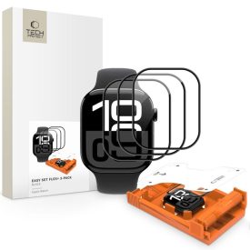   Apple Watch 4 / 5 / 6 / SE 1 / 2 / 3 (40mm) Kijelzővédő Üvegfólia - Tech-Protect Easy Set Flex+ - Fekete x 3 db