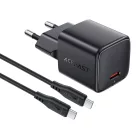 Acefast A118 GaN Hálózati Töltő 30W - USB-C + 1.2m USB-C-Lightning Kábel - Fekete