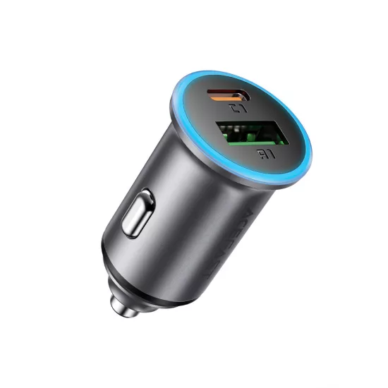 Acefast B15 Autós Töltő 65W - USB-A + USB-C - Szürke
