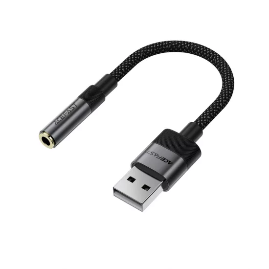 Acefast J13 USB-A - 3.5mm Mini Jack Adapter - Fekete