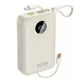   Dudao K14+ Power Bank 20000mAh 22.5W - Beépített Lightning és USB-C Kábelekkel - Fehér