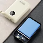 Dudao K14+ Power Bank 20000mAh 22.5W - Beépített Lightning és USB-C Kábelekkel - Fehér