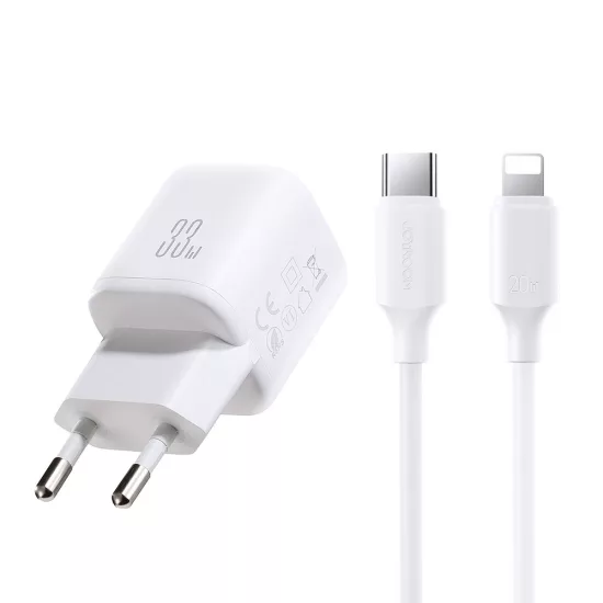Joyroom JR-TG7 Hálózati Töltő 33W - USB-A + USB-C + 1m C-iP Kábel - Fehér