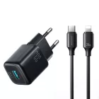 Joyroom JR-TG7 Hálózati Töltő 33W - USB-A + USB-C + 1m C-iP Kábel - Fekete