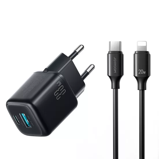 Joyroom JR-TG7 Hálózati Töltő 33W - USB-A + USB-C + 1m C-iP Kábel - Fekete