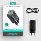 Joyroom JR-TG10 GaN Hálózati Töltő 65W - 2x USB-C + USB-A + 1.2m 100W C-C Kábel - Fekete