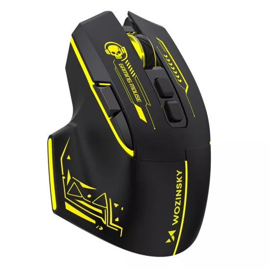 Wozinsky WMGB-1181 Vezeték Nélküli Optikai Gaming Egér - 3200 DPI - Beépített Akkumulátor - Fekete-Sárga