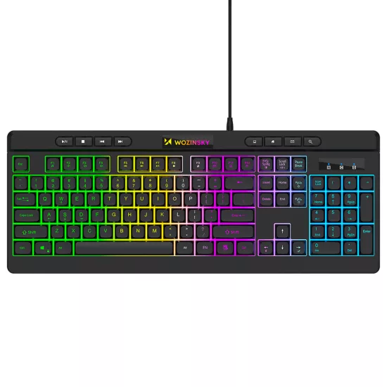Wozinsky WKG-1044 Vezetékes Membrános Gamer Billentyűzet RGB Háttérvilágítással - Fekete