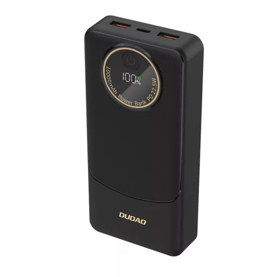Dudao K12Pro Powerbank 20000mAh 22.5W PD - 2x USB-A + USB-C - CCC - Fekete
