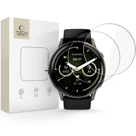 Garmin Venu 4 (45mm) Kijelzővédő Hidrogél Fólia - Tech-Protect Hydro Flex+ x 2 db
