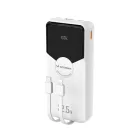 Wozinsky WFC-20W Power Bank 20000mAh 22.5W PD20W - Beépített Lightning és USB-C Kábellel - Fehér