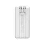 Wozinsky WFC-20W Power Bank 20000mAh 22.5W PD20W - Beépített Lightning és USB-C Kábellel - Fehér