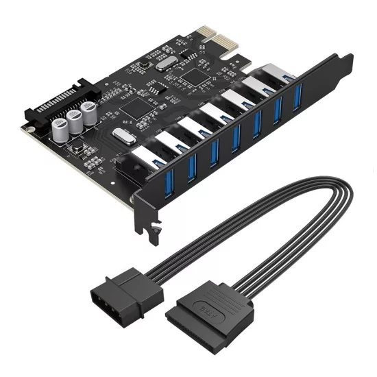 Orico PVU3 PCI-E - 7x USB 3.0 Bővítőkártya Asztali Számítógéphez - Fekete